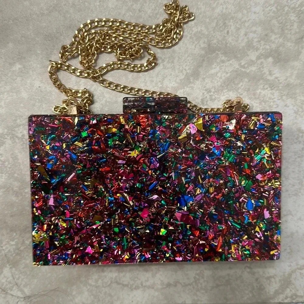 Clutch Hard Shell Bag with chain